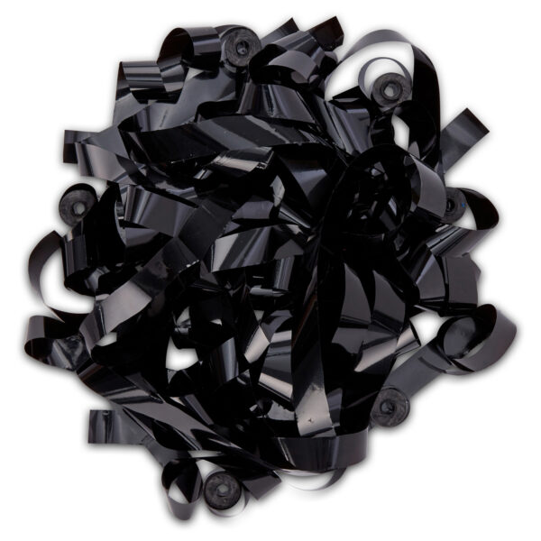 Black metallic foil streamers, 20-pack