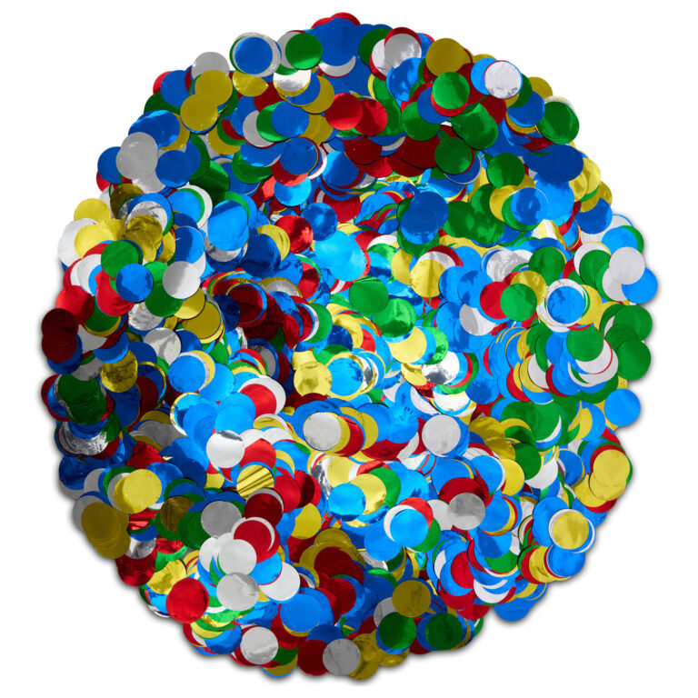multicolor flameproof metallic round confetti