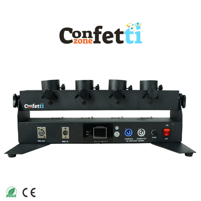 Electric confetti popper cannon base with 4 cannons