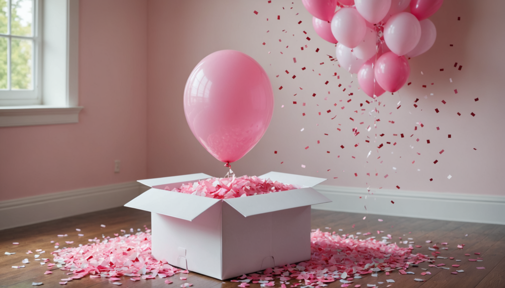 gender reveal balloon in box