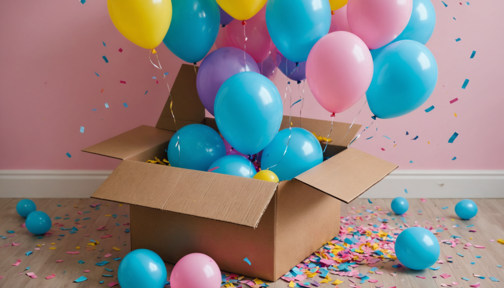 gender reveal balloon in box