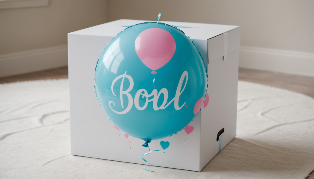 gender reveal balloon in box