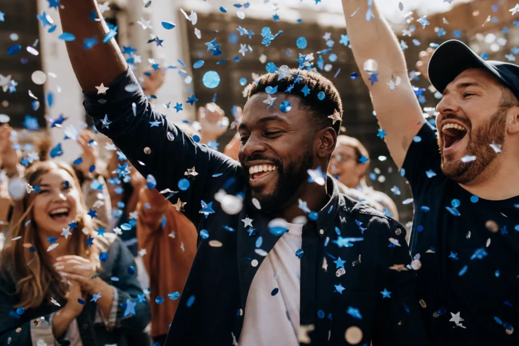 blue confetti paper