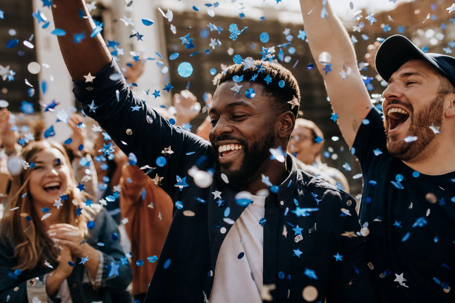 blue confetti paper