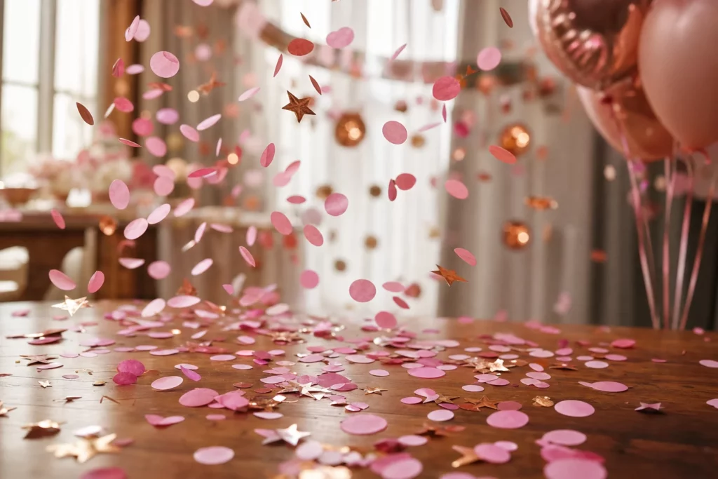 pink confetti paper