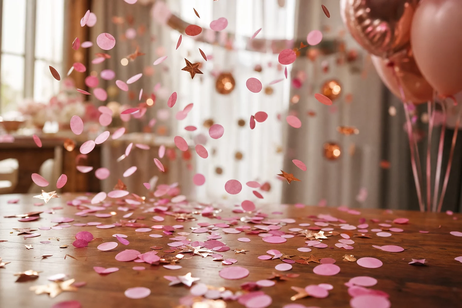 pink confetti paper