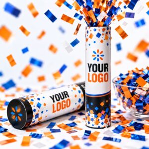 Custom branded confetti cannons printed with Your Logo